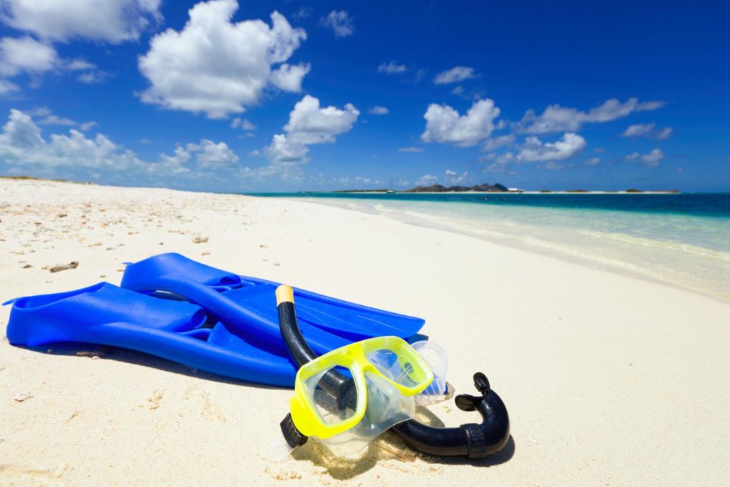 snorkeling gear mask fins beach aruba