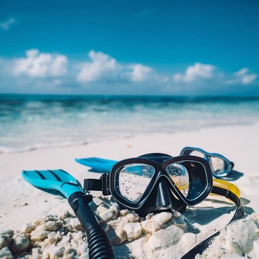 snorkeling gear mask fins beach aruba